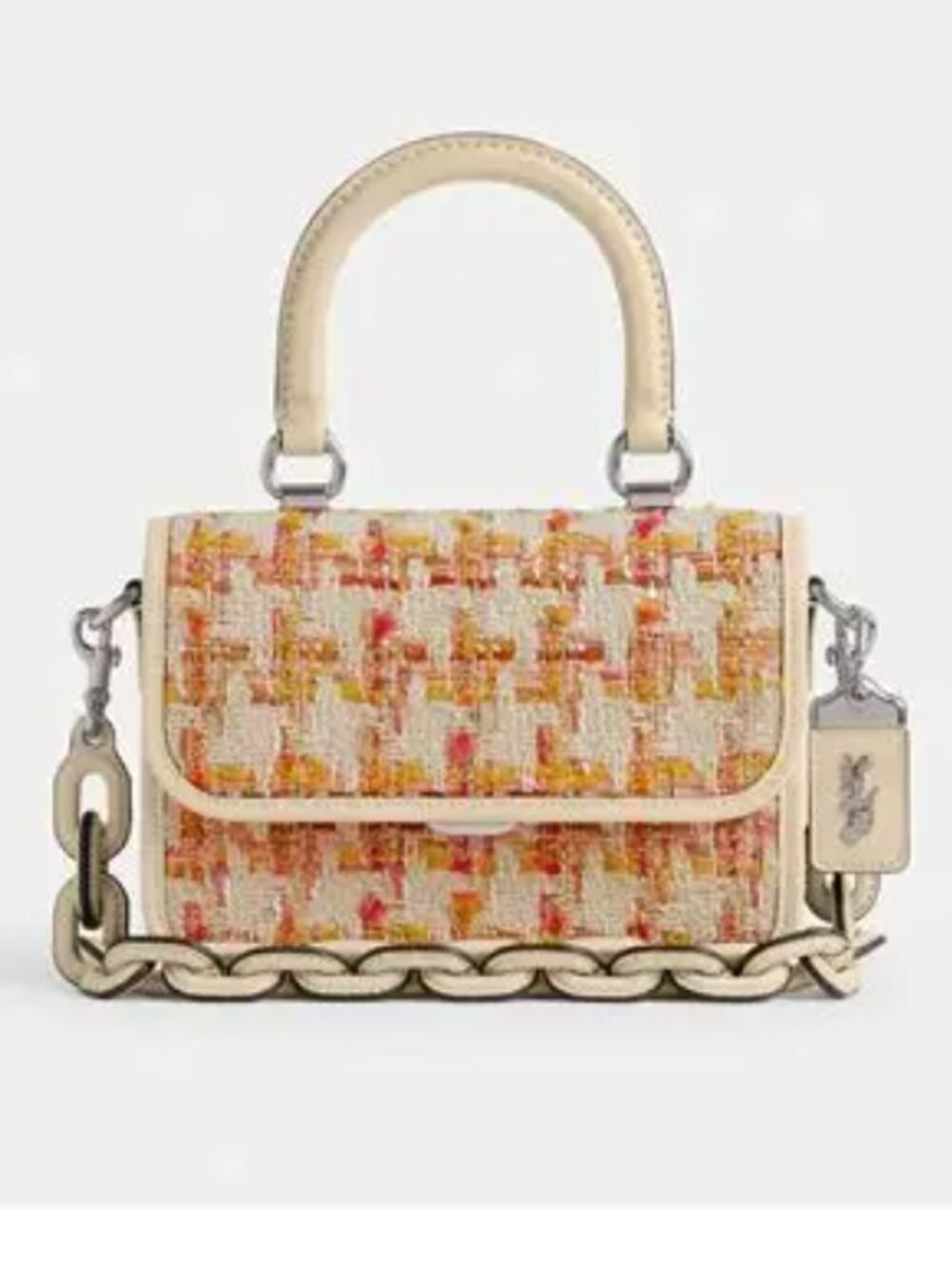 Authentic Coach top handle in tweed neutral and silver